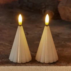 Hot Laura LED bloklys, batteri, hvid, H8 cm, 2-pak Sirius|Kunstige Stearinlys