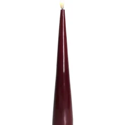 Sille kegle LED bloklys, batteri, bordeaux, Sirius|Kunstige Stearinlys