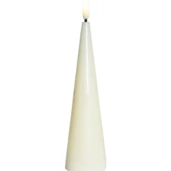 Sale Sille kegle LED bloklys, batteri, råhvid, Sirius|Kunstige Stearinlys