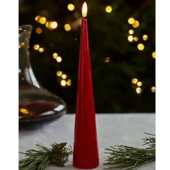 Discount Sille kegle LED bloklys, batteri, rød, Sirius|Kunstige Stearinlys