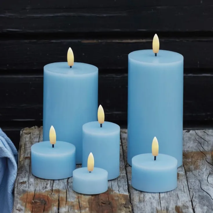 Sille LED bloklys, batteri, blå Sirius|Kunstige Stearinlys