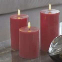 Outlet Sille LED bloklys, batteri, rosa Sirius|Kunstige Stearinlys