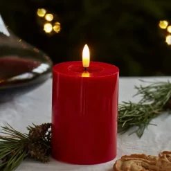 Hot Sille LED bloklys, batteri, rød, Sirius|Kunstige Stearinlys