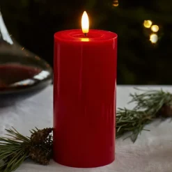 Clearance Sille LED bloklys, batteri, rød, Sirius|Kunstige Stearinlys