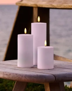New Sille udendørs LED bloklys, batteri, hvid, 3-pak Sirius|Kunstige Stearinlys