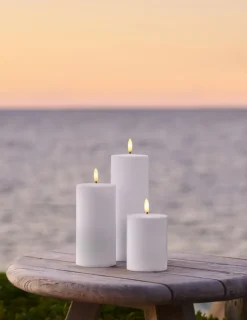 New Sille udendørs LED bloklys, batteri, hvid, 3-pak Sirius|Kunstige Stearinlys