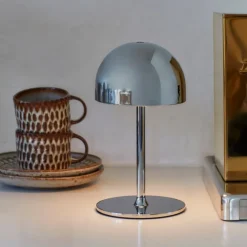 Online Tim genopladelig bordlampe, krom, 22 cm Udendørs Bordlamper|Genopladelige Lamper