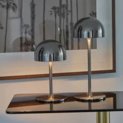 Online Tim genopladelig bordlampe, krom, 22 cm Udendørs Bordlamper|Genopladelige Lamper