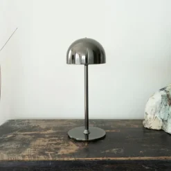 Outlet Tim genopladelig bordlampe, sort nikkel, 30 cm Udendørs Bordlamper|Genopladelige Lamper
