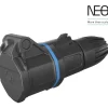 Outlet Sort CEE forlængerled 2P+J 250V 16A Industrimateriel|Cee Stikpropper