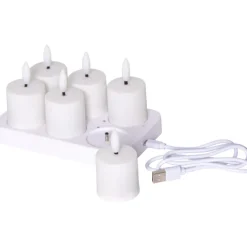 Hot Charge LED bloklys, 8,5 cm, 6-pak Kunstige Stearinlys
