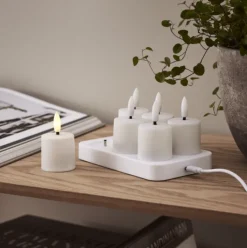 Hot Charge LED bloklys, 8,5 cm, 6-pak Kunstige Stearinlys