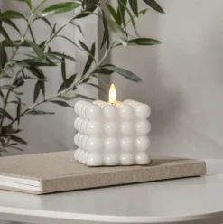 New Flamme Dot Bubble LED stearinlys, hvid Kunstige Stearinlys