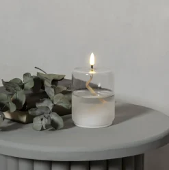 Clearance Flamme Float stearinlys i glaslanterne Kunstige Stearinlys