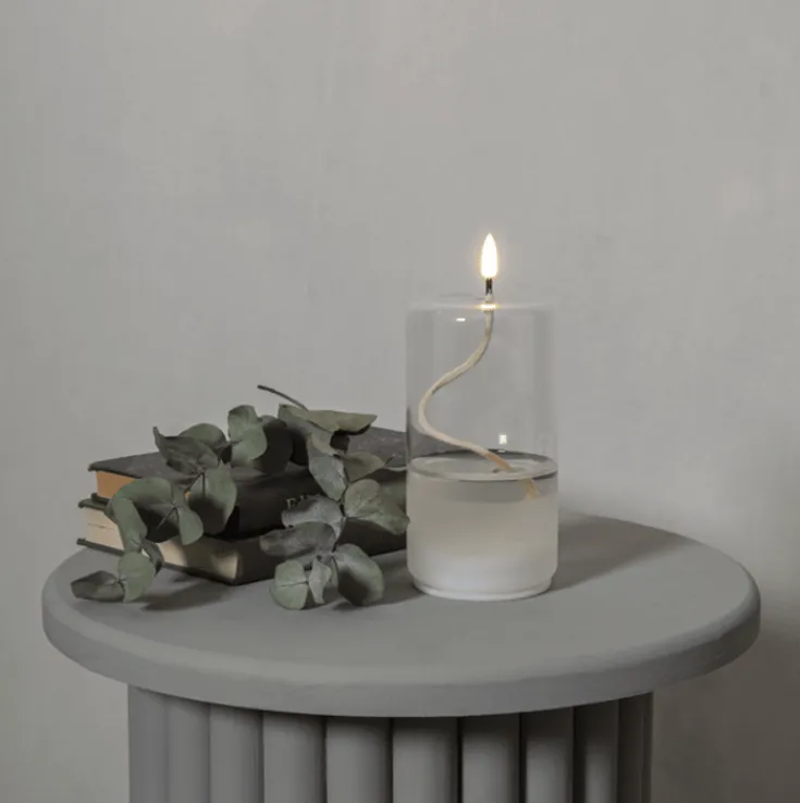 New Flamme Float stearinlys i glaslanterne Kunstige Stearinlys