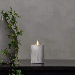 Best Flamme Marble LED bloklys, batter Kunstige Stearinlys