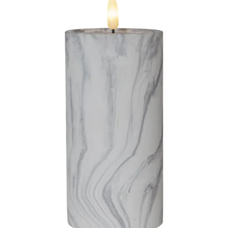 Online Flamme Marble LED bloklys, batteri Kunstige Stearinlys