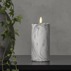 Online Flamme Marble LED bloklys, batteri Kunstige Stearinlys
