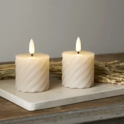 Clearance Flamme Swirl LED bloklys, batteri, Kunstige Stearinlys