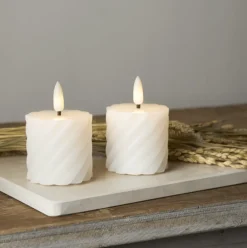 Online Flamme Swirl LED bloklys, batteri, Kunstige Stearinlys