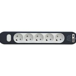 Clearance Stikdåse med 5 udtag, med afbryder, med jord, USB-A+C, 1,4 meter Stikdåser