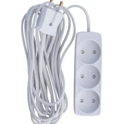Outlet Stikdåse, 3 udtag, 5 meter, hvid Stikdåser