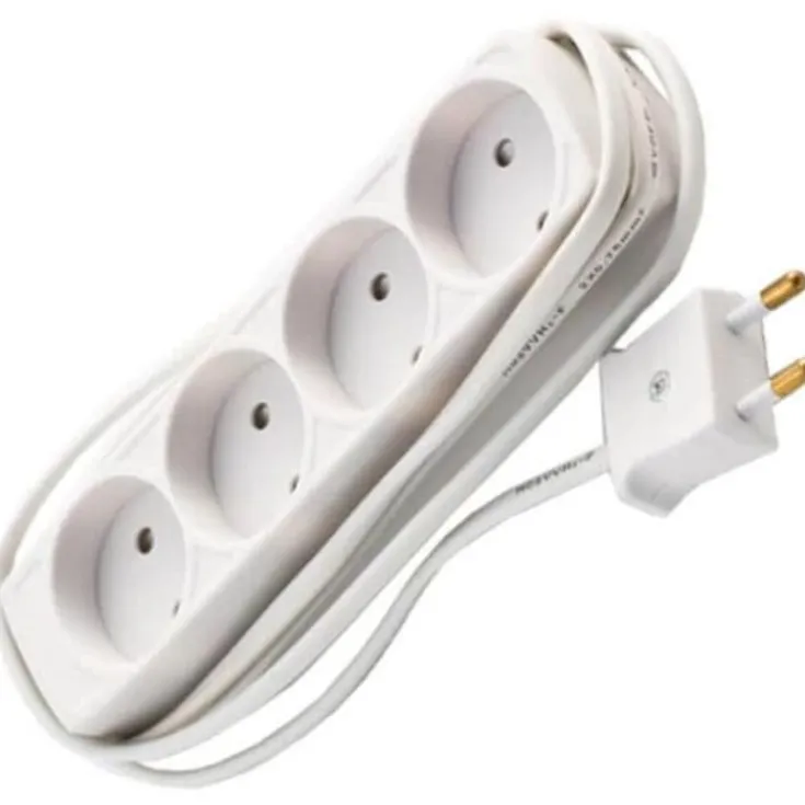 Outlet Stikdåse, 4 udtag, 1,5 meter, hvid Stikdåser