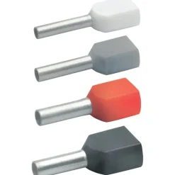 Sale 100 stk isoleret dobbelt terminalrør, kobber, 2 x 6,0 mm², 26 mm Kabelsko, Terminalrør Og Pressemuffer