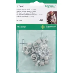 Clearance 5 stk Schneider TC kabelclips 20 stk, grå, 7-10 mm Kabelclips- & Bøjler