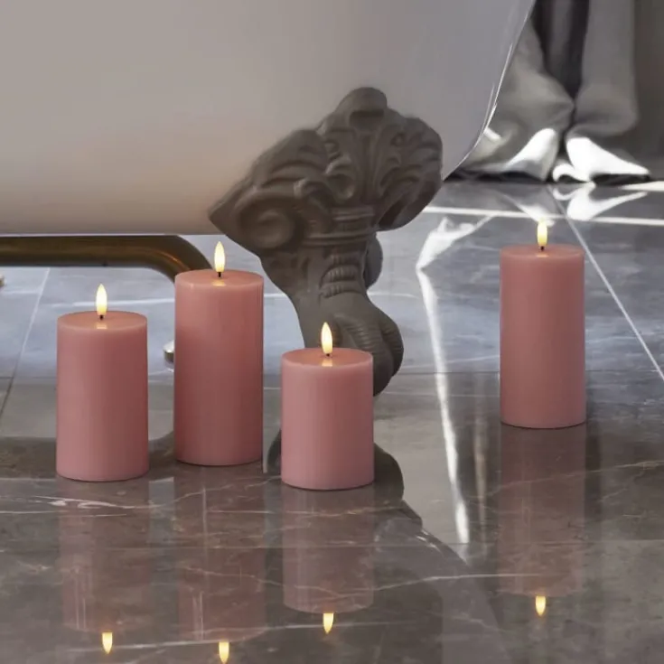 Discount 6 stk Sille LED bloklys, batteri, lyserød Sirius|Kunstige Stearinlys