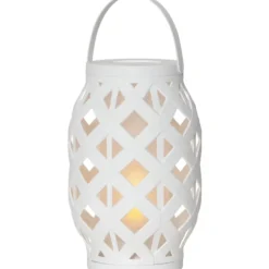 Outlet 6 stk Flame batteri lanterne, H23 cm, hvid Udendørs Bordlamper|Havelamper