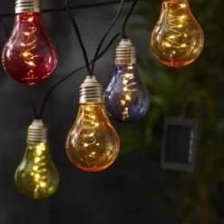 Outlet 10 stk Glow solcelle lyskæde, farvet lys Lyskæder