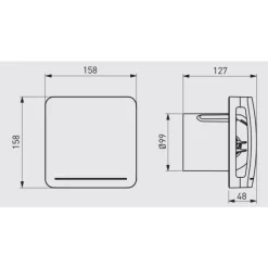 Clearance 4 stk Ecoair badventilator med fugtstyring Ø100 mm, hvid Thermex|Badeværelsesventilatorer