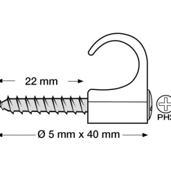 New 100 stk skrueclips rund, PH2, , hvid Kabelclips- & Bøjler