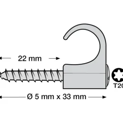 Discount 100 stk skrueclips rund, TX20, , grå Kabelclips- & Bøjler