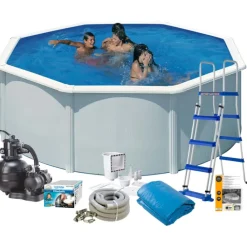 Clearance komplet pool med tilbehør, Ø350x120 cm, hvid Pool & Tilbehør