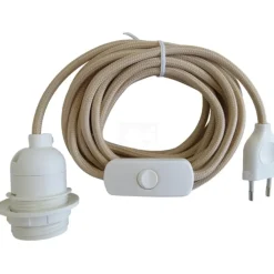 Best ledning med E27 fatning & afbryder, sandfarvet Fatninger & Fatningssæt