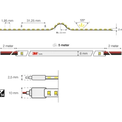 New The Light Group Cob LED strip, 5 meter, 3000K Led Strips
