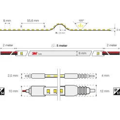 Sale The Light Group Mono 2.0 udendørs LED strip, 5 meter, 2700K, IP54, 860lm Led Strips