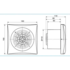 Clearance Silent 200CHRZ badventilator, fugtstyring, timer, Ø120 mm, hvid Thermex|Badeværelsesventilatorer