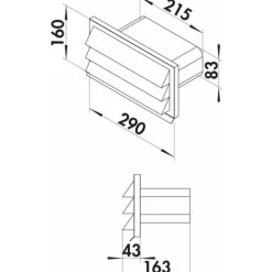 Sale udvendig rist til fladkanal, rustfrit stål, 290x160 mm Ventilationsriste|Thermex