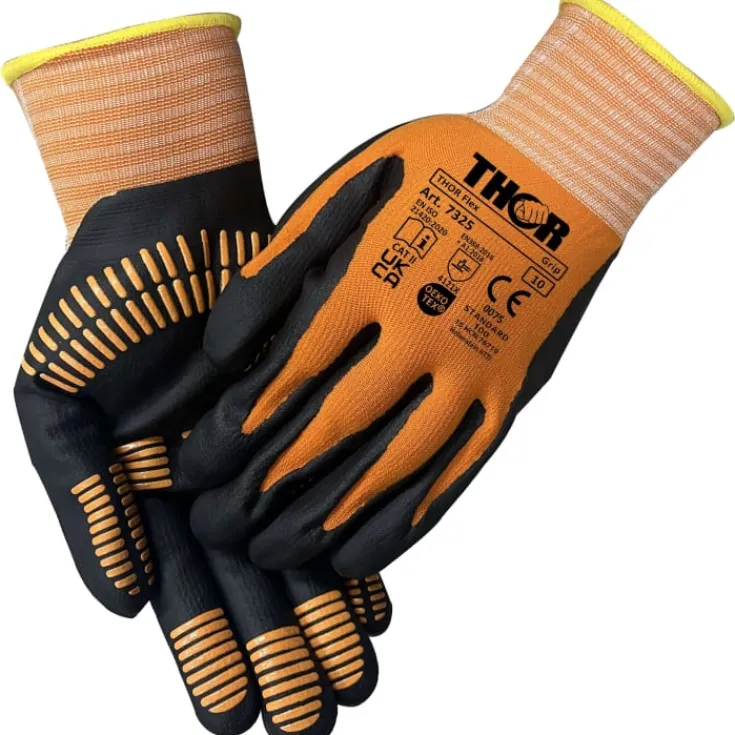 7325 Flex Grip montagehandsker, sort/orange, str. 9 Handsker