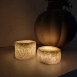 marmor bordlys, hvid, H6 cm Udendørs Bordlamper