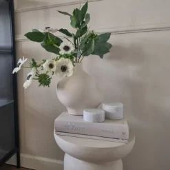marmor bordlys, hvid, H6 cm Udendørs Bordlamper