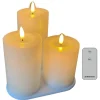 Hot LED bloklys, genopladelig, 3-pak Kunstige Stearinlys