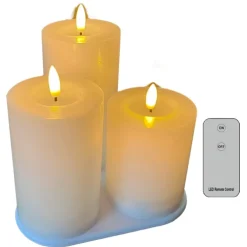 Hot LED bloklys, genopladelig, 3-pak Kunstige Stearinlys