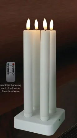 Online LED kronelys, genopladelig, 4-pak Kunstige Stearinlys