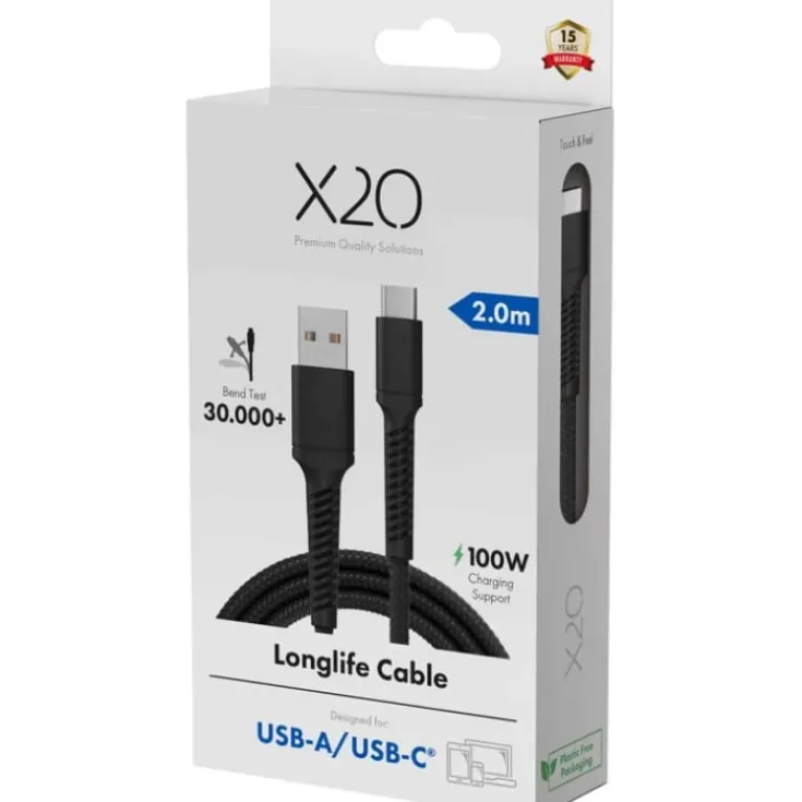 Online Vivanco USB-A til USB-C kabel, 2 meter, 60W Mobil, Pc & Data