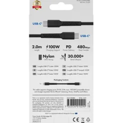 Vivanco USB-C kabel, 2 meter, 100W Mobil- & Data Kabler