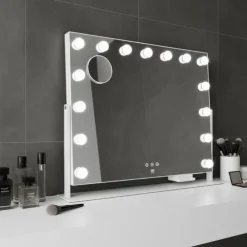 Discount EC Star MI2W-D58 makeup spejl med lys, 64x50,3 cm, hvid Spejle Med Lys